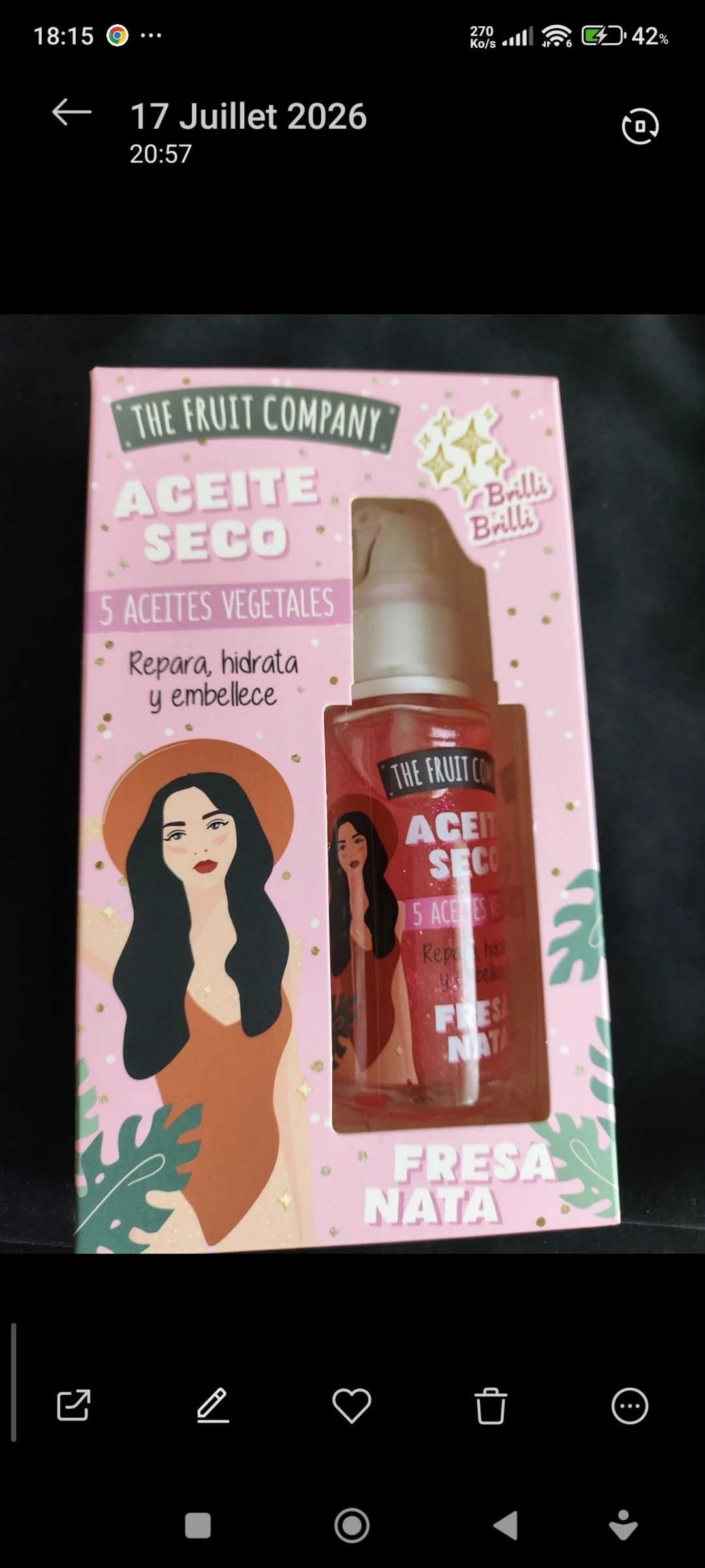 Shimmering Dry Oil Strawberry Scent - The Fruit Company - vegan – photo 2